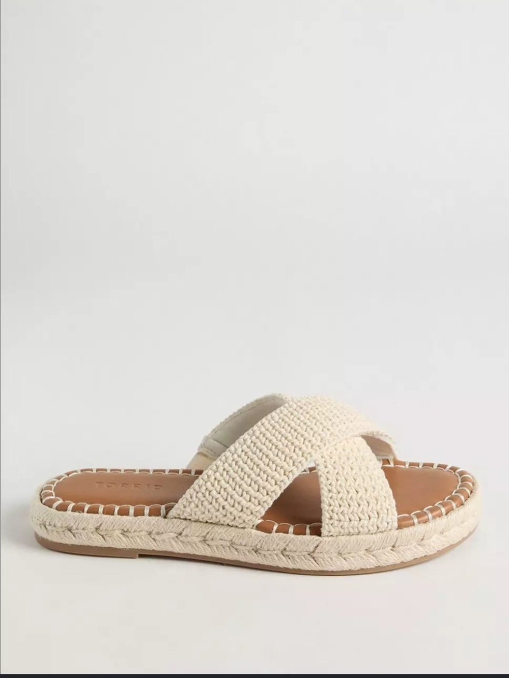 torrid Ivory Crochet Crossband Espadrille Slide Sandals - Picture 2 of 5